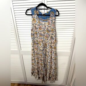 Lucky Brand Print Front Button Accent Midi Sundress Size XL